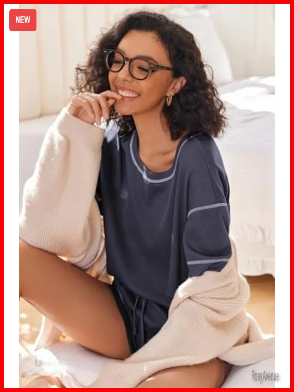 Waffle Knit Two Piece Lounge Set, Soft Matching Outfits, Shorts Set with Pocket